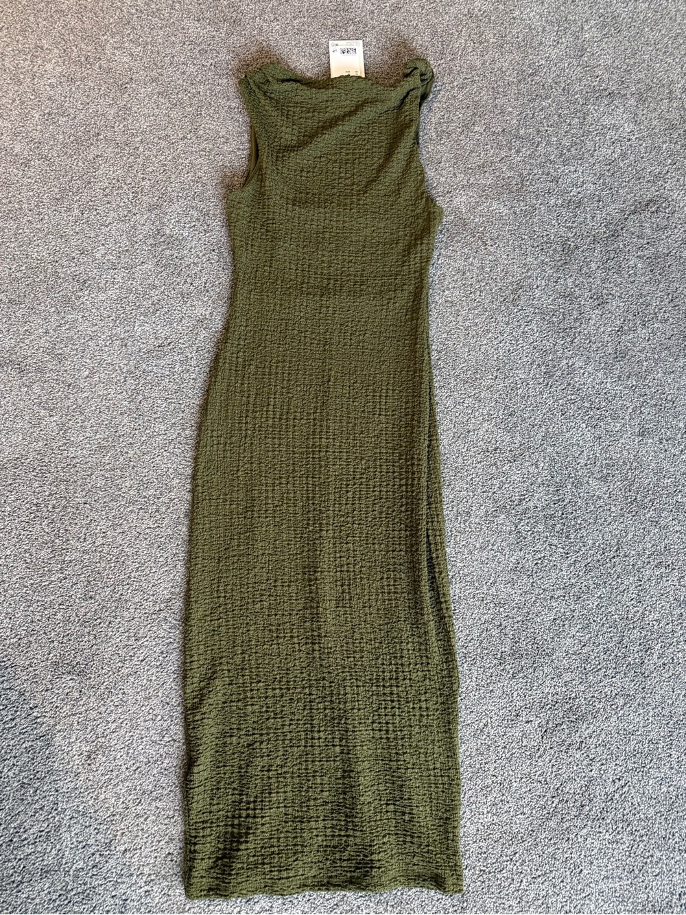 H&M Women’s Textured Jersey Dress Dark Khaki Green Extra Small—NWT